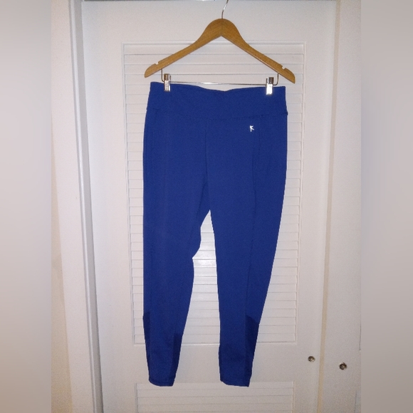 Blue Danskin Leggings Size Large Mesh Calves Full Length Spandex Workout Pants - Picture 1 of 1